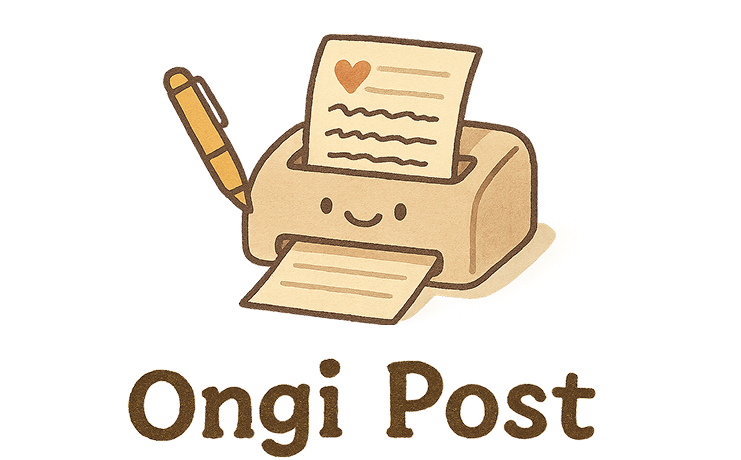 Ongi Post - a cute printer with a heart letter and a pen